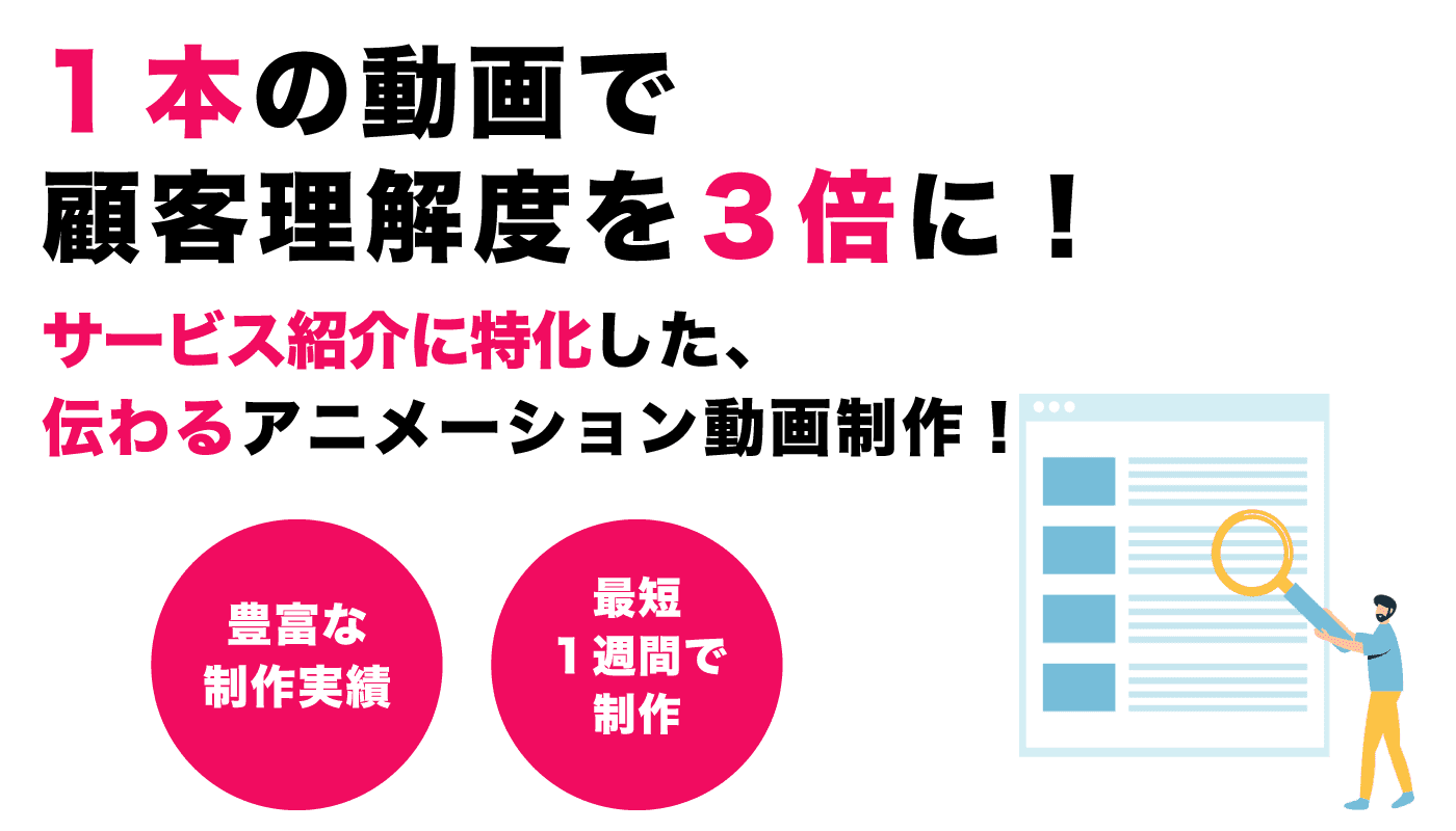 1本の動画で顧客理解度を３倍に！サービス紹介に特化した、伝わるアニメーション動画制作！